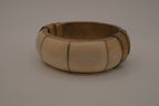 Vintage brass and bone inlay bangle bracelet