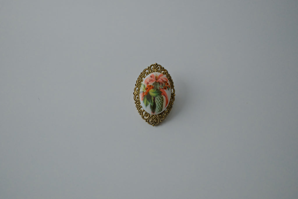 Vintage Hand Painted Bouquet Brooch