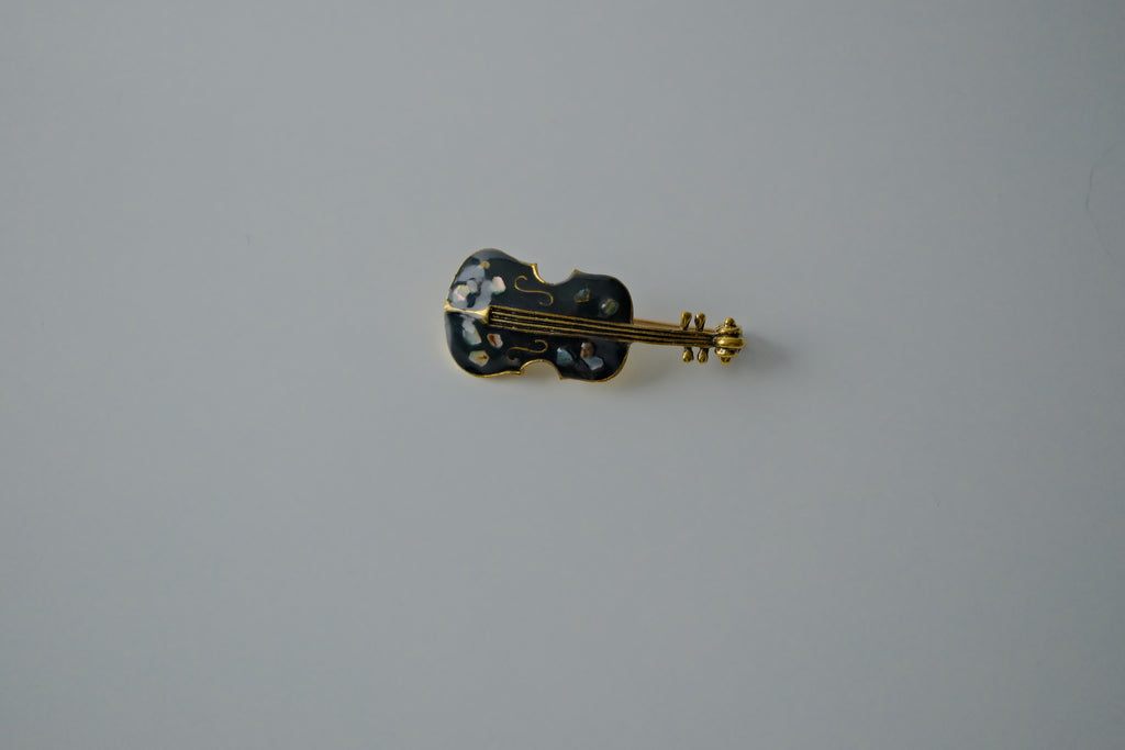 Vintage Gold Tone Violin Brooch