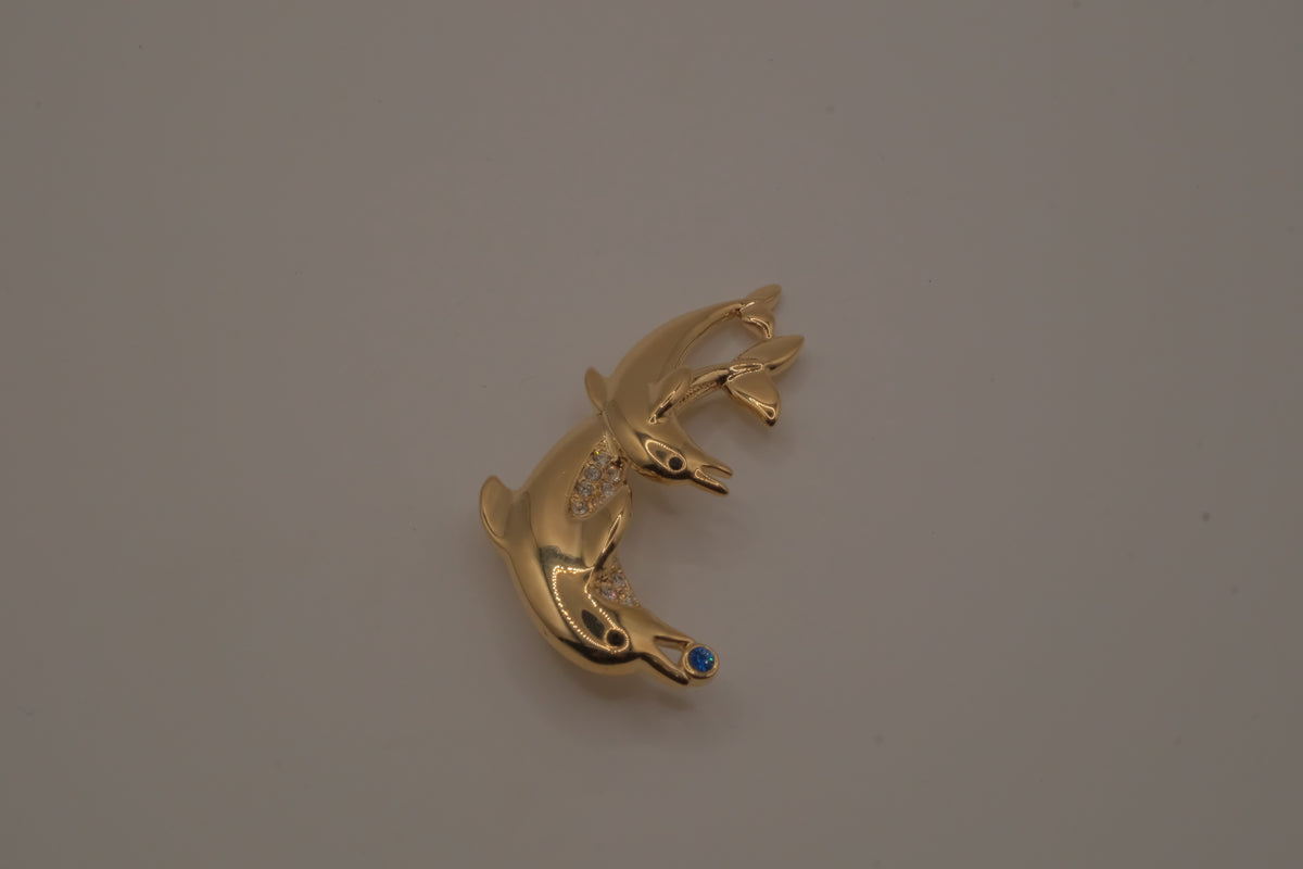 Vintage BJ (Beatrix Jewelry) leaping dolphins brooch