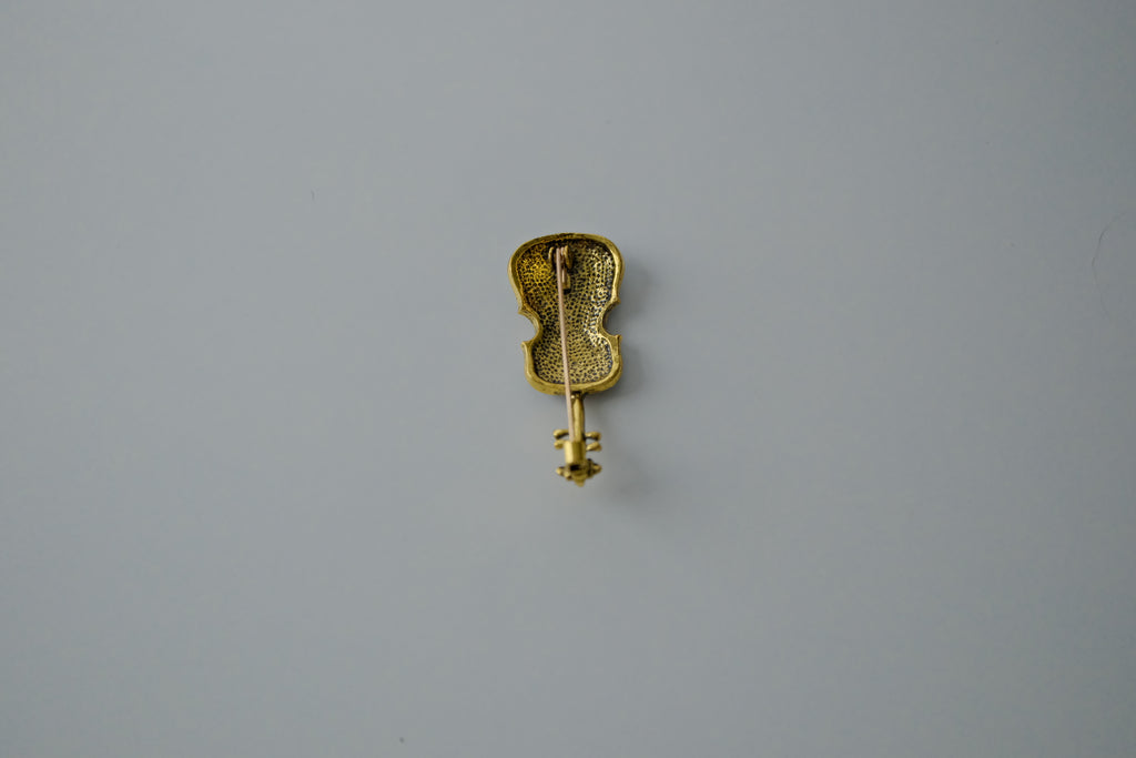 Vintage Gold Tone Violin Brooch