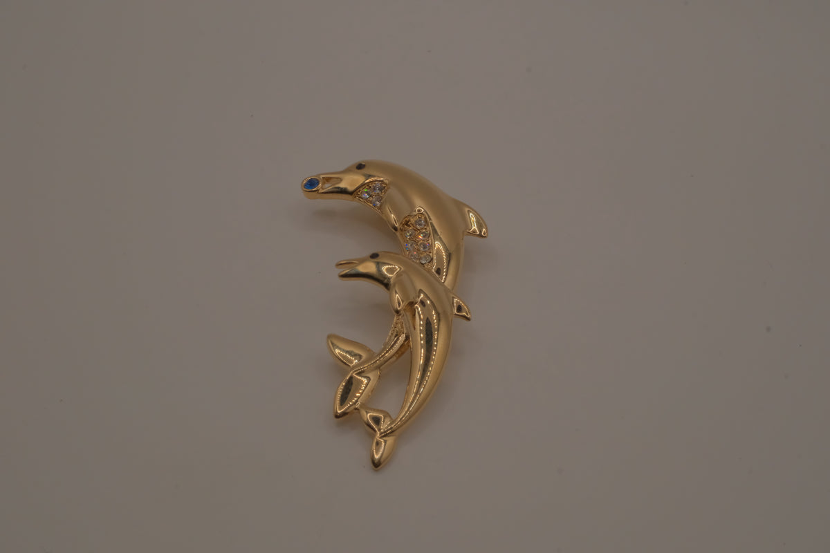 Vintage BJ (Beatrix Jewelry) leaping dolphins brooch