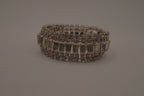 Vintage mid-century clear rhinestone wide statement bracelet