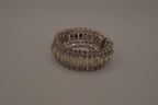 Vintage mid-century clear rhinestone wide statement bracelet
