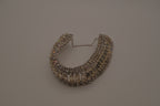 Vintage mid-century clear rhinestone wide statement bracelet