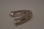 Vintage mid-century clear rhinestone wide statement bracelet