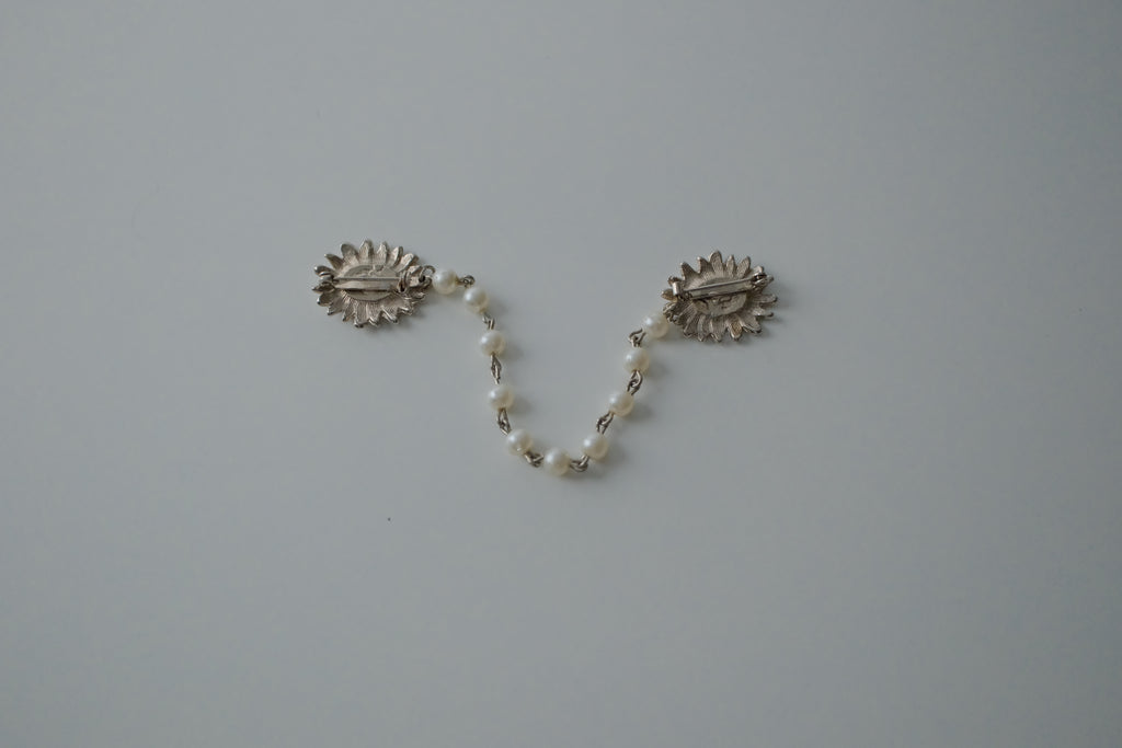 Vintage Silver Pearl Sweater Clip