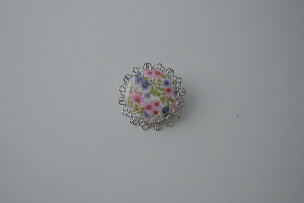 Vintage Wildflower Painted Brooch