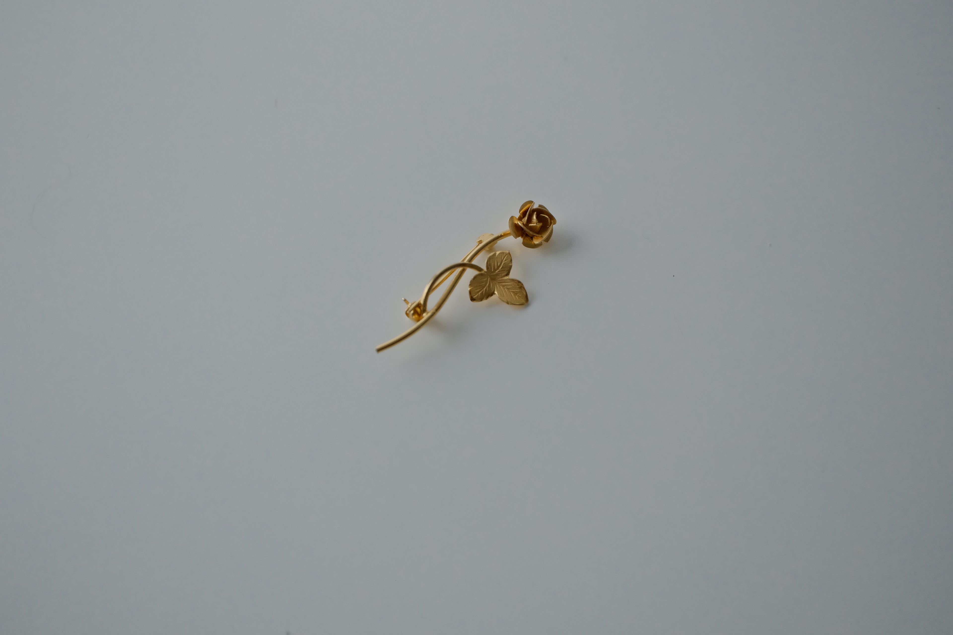 Vintage Gold Tone Sterling Silver Rose Brooch