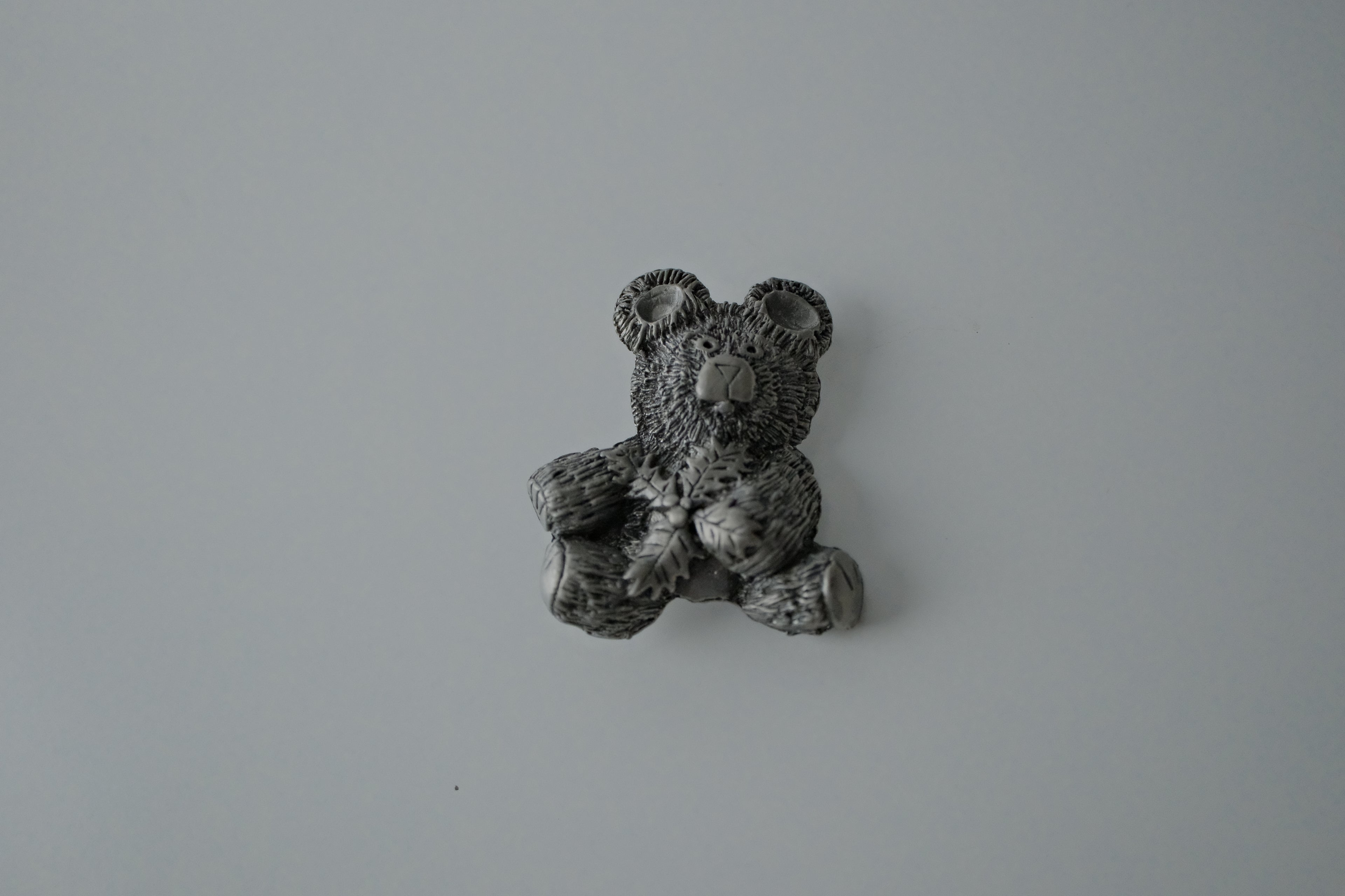 Vintage Pewter Teddy Bear Brooch