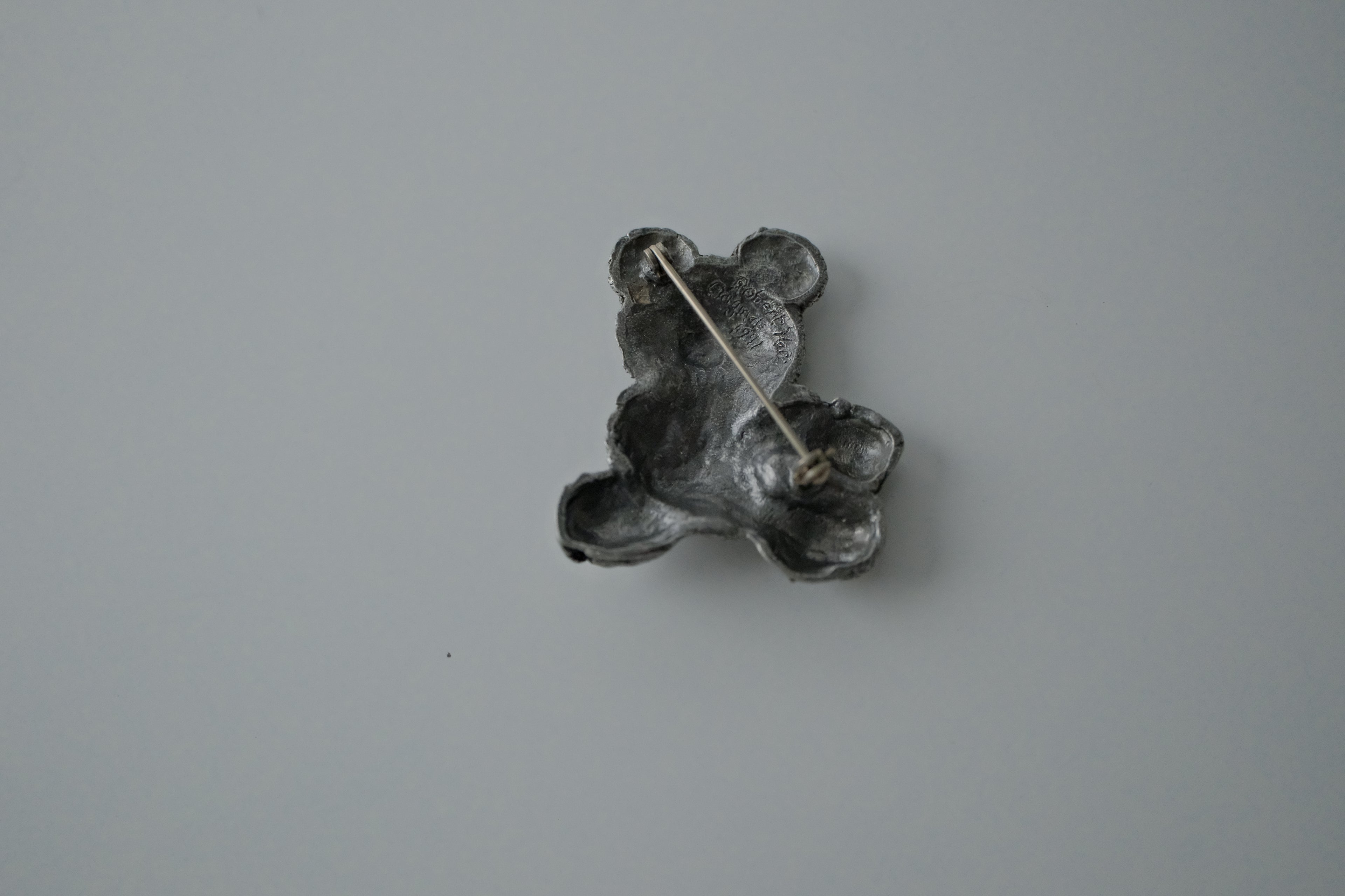 Vintage Pewter Teddy Bear Brooch