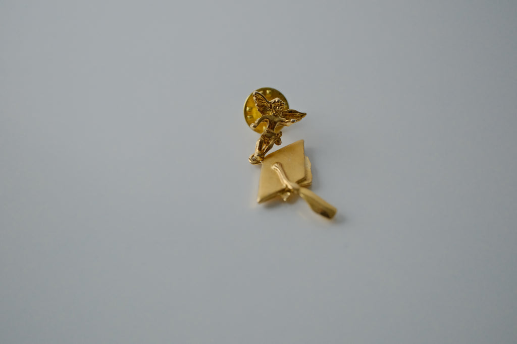 Vintage Graduation Angel Gold Tone Lapel