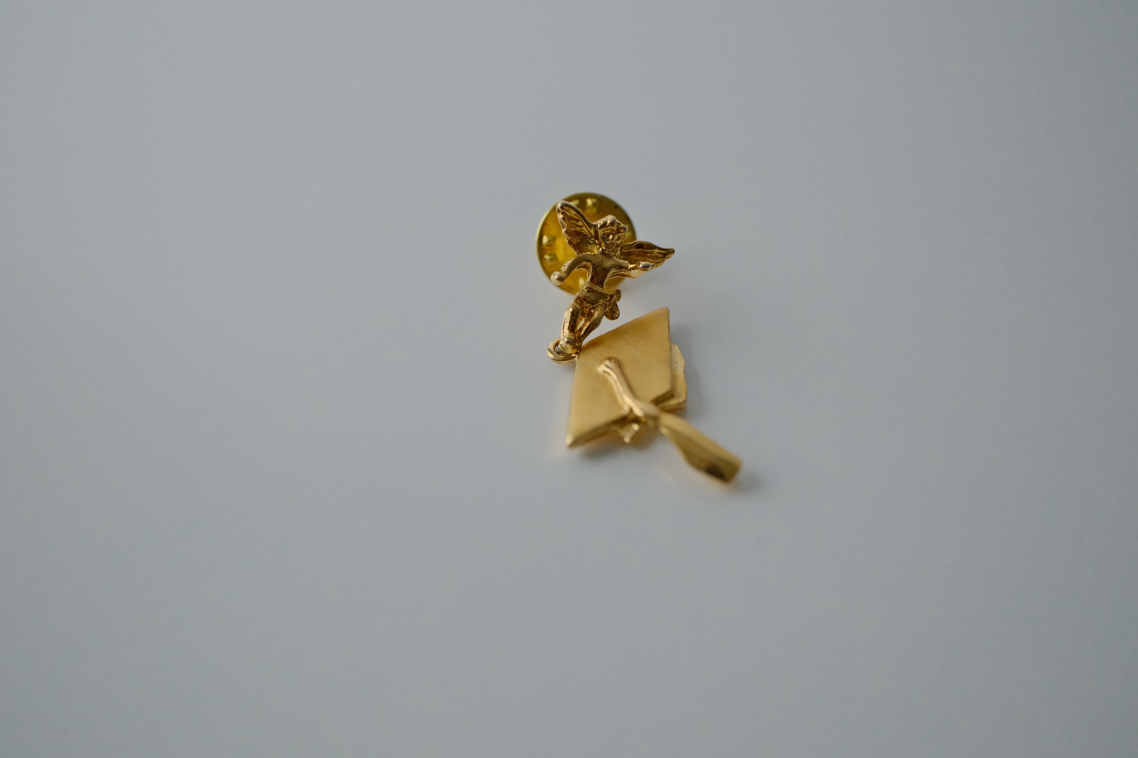 Vintage Graduation Angel Gold Tone Lapel