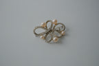 Vintage Knotted Pearl and Rhinestone Brooch