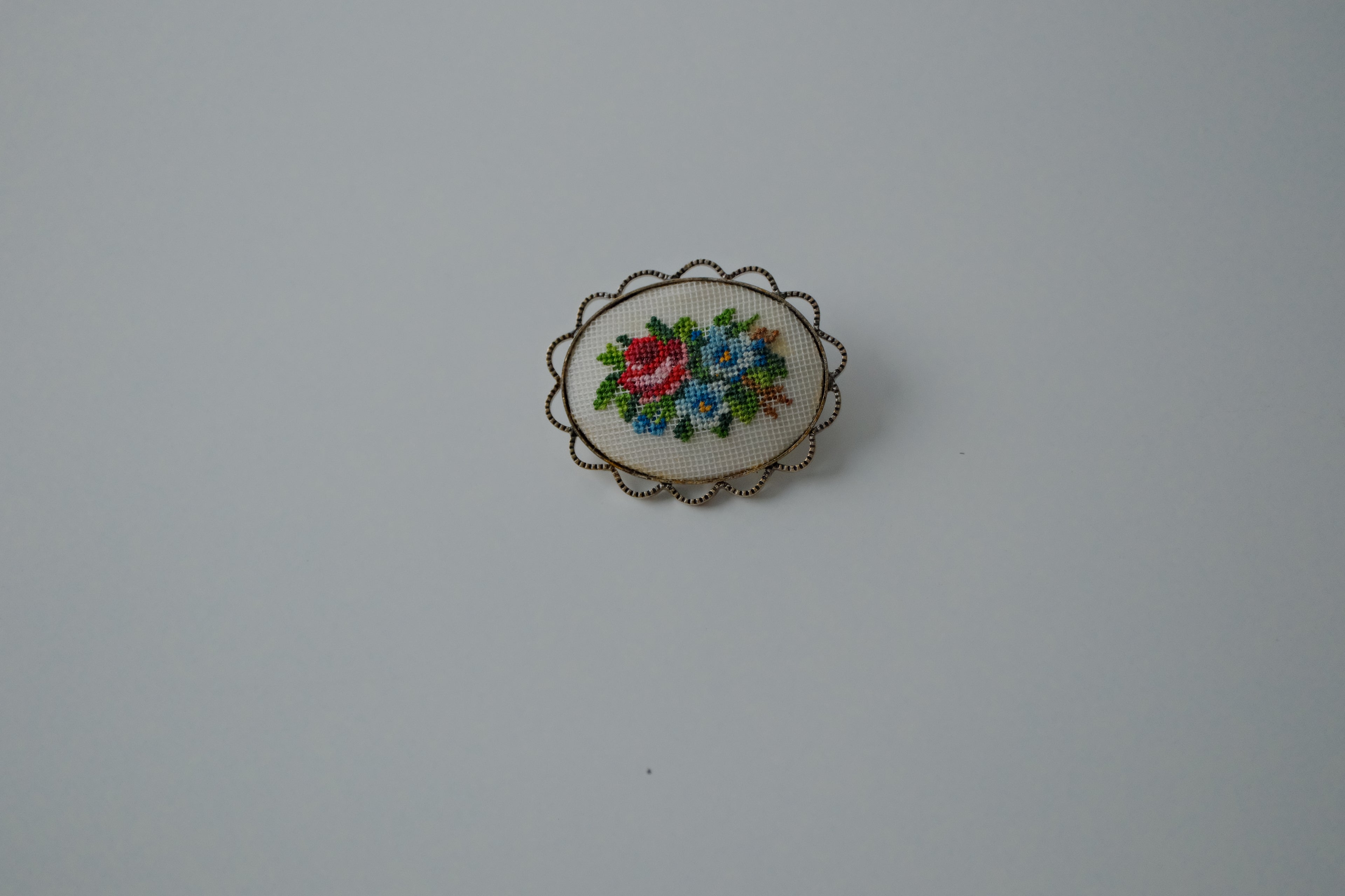 Vintage 1950s Petit Point Brooch