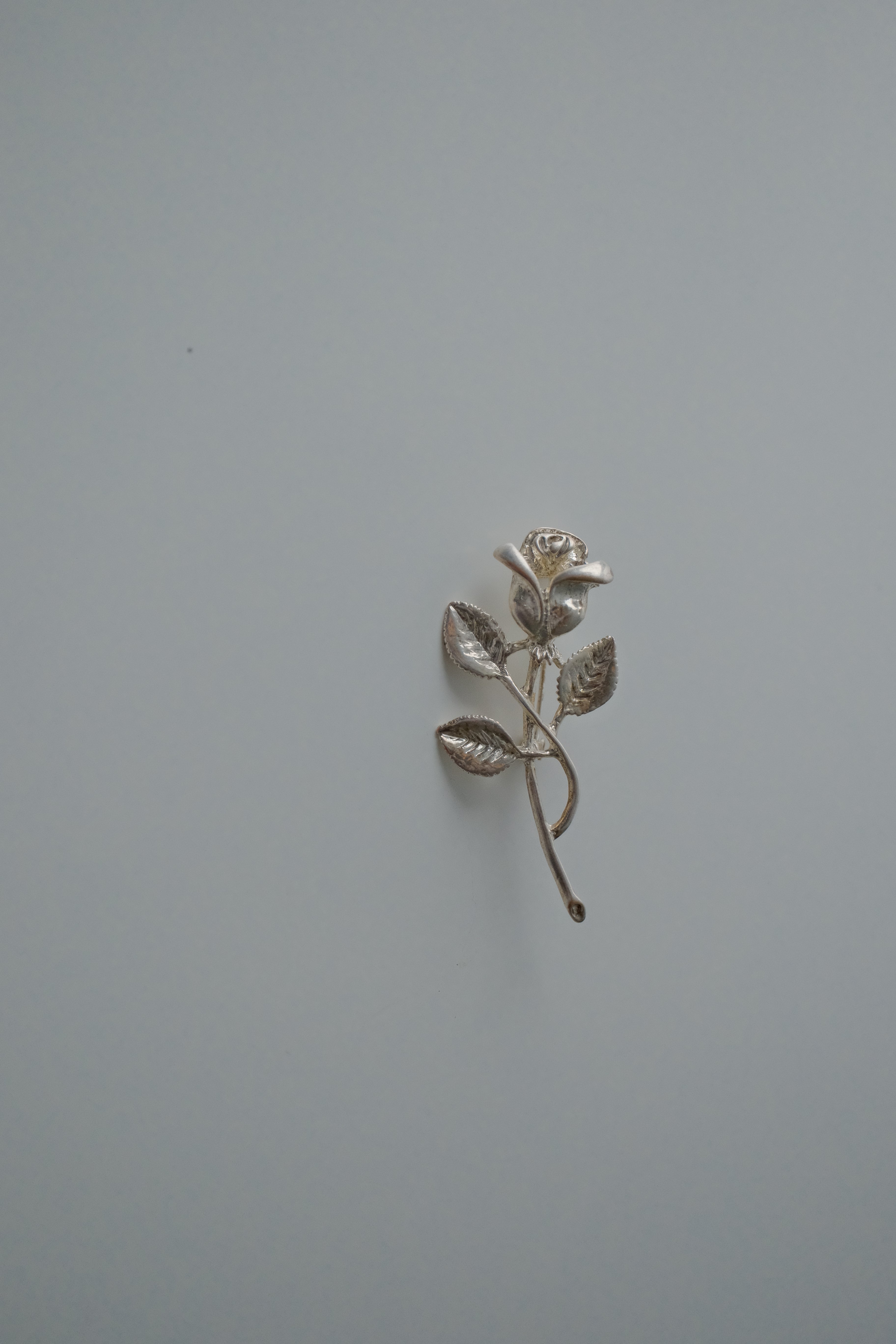 Vintage Silver Rose Brooch
