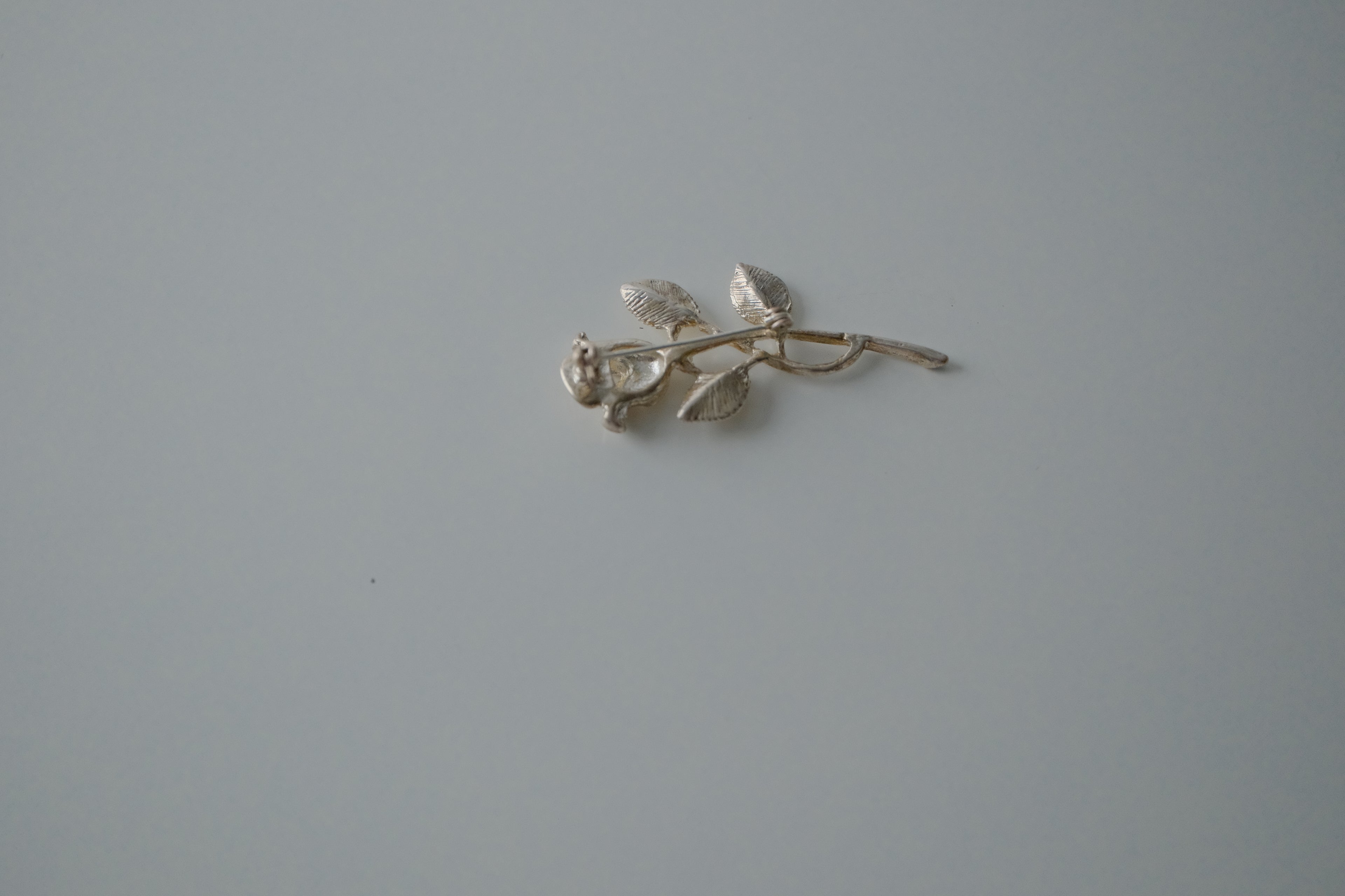 Vintage Silver Rose Brooch