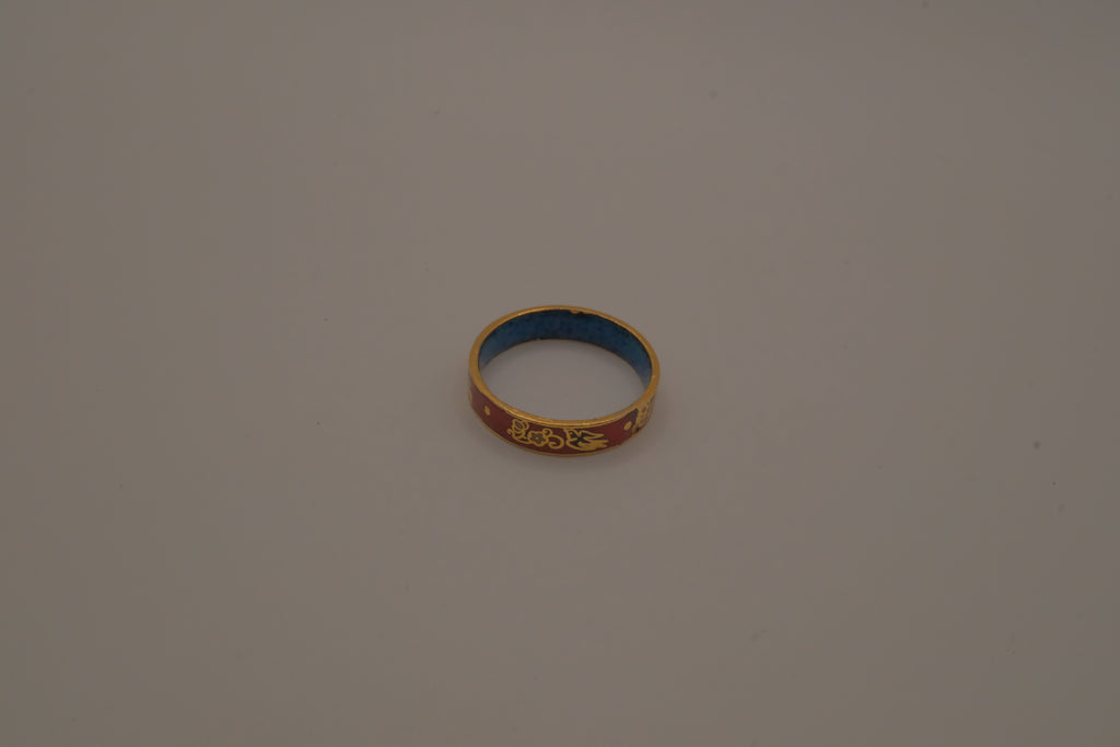 Red and Gold enamel band ring