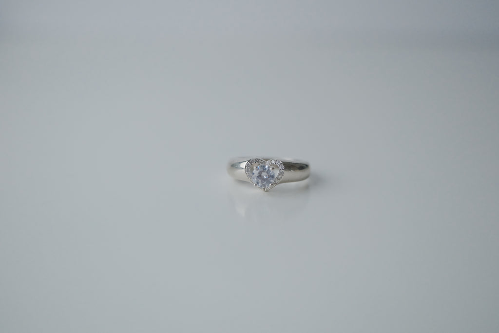 Sterling Silver Heart Crystal Ring