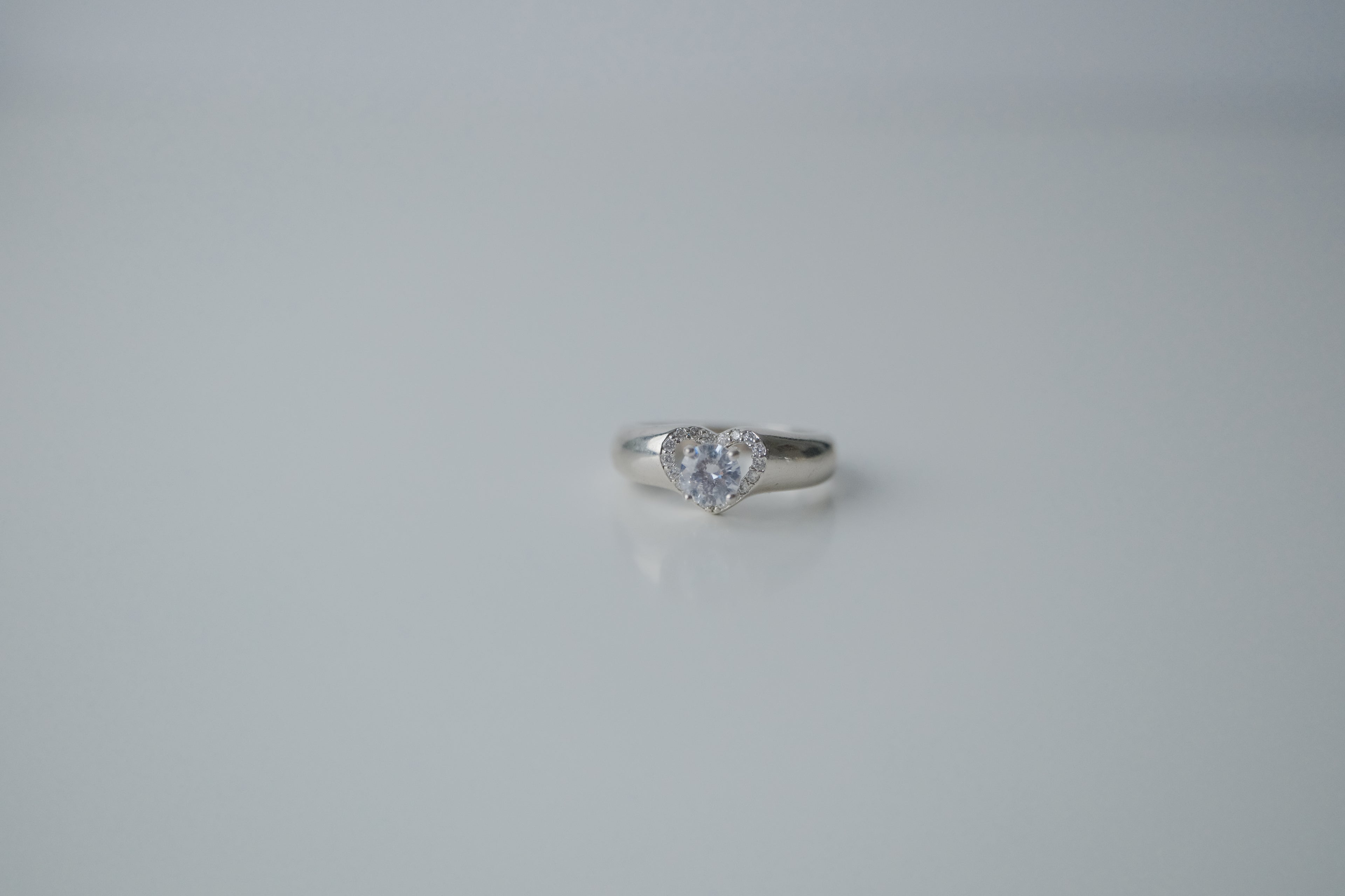 Sterling Silver Heart Crystal Ring