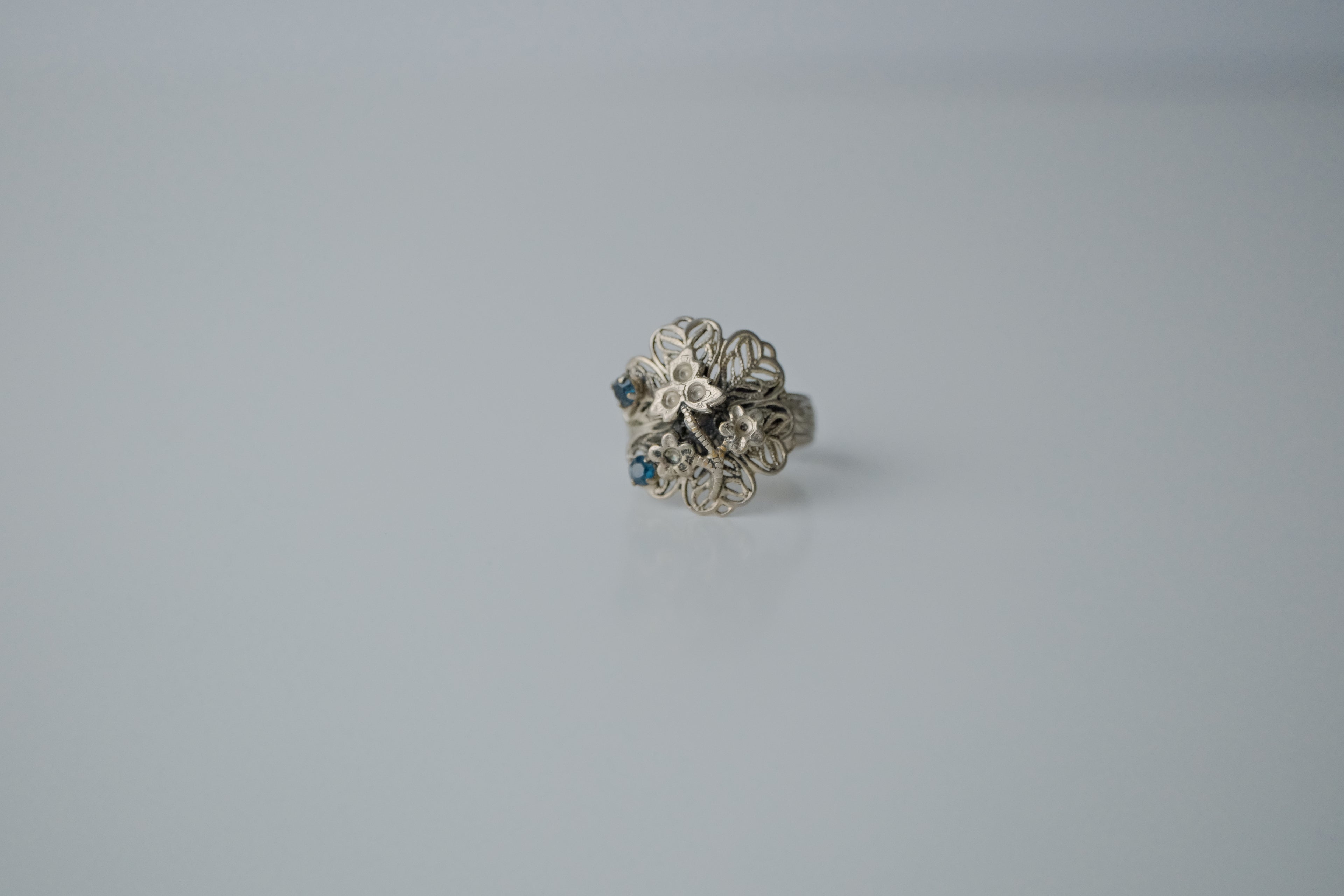 Vintage Blooming Flower Sterling Silver Ring