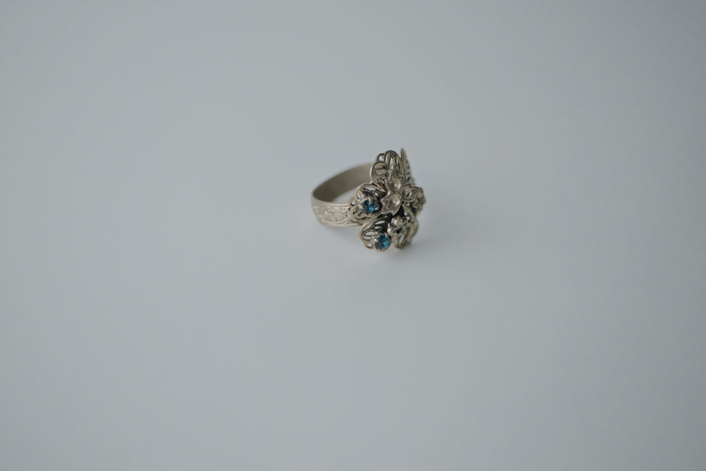 Vintage Blooming Flower Sterling Silver Ring