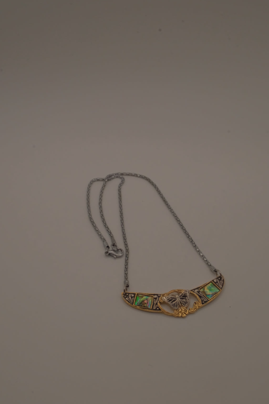 Mixed tone butterfly Abalone choker necklace
