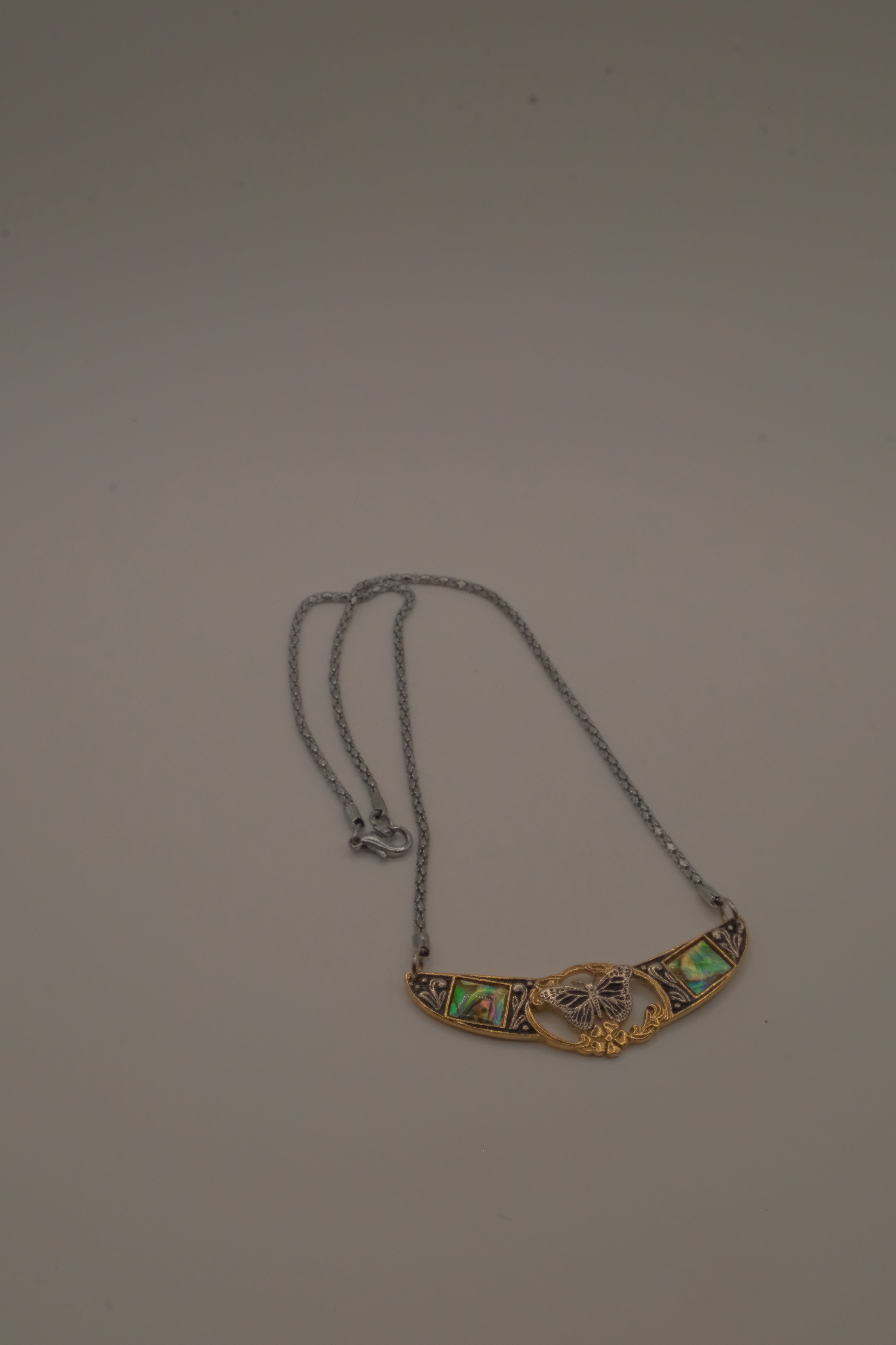 Mixed tone butterfly Abalone choker necklace