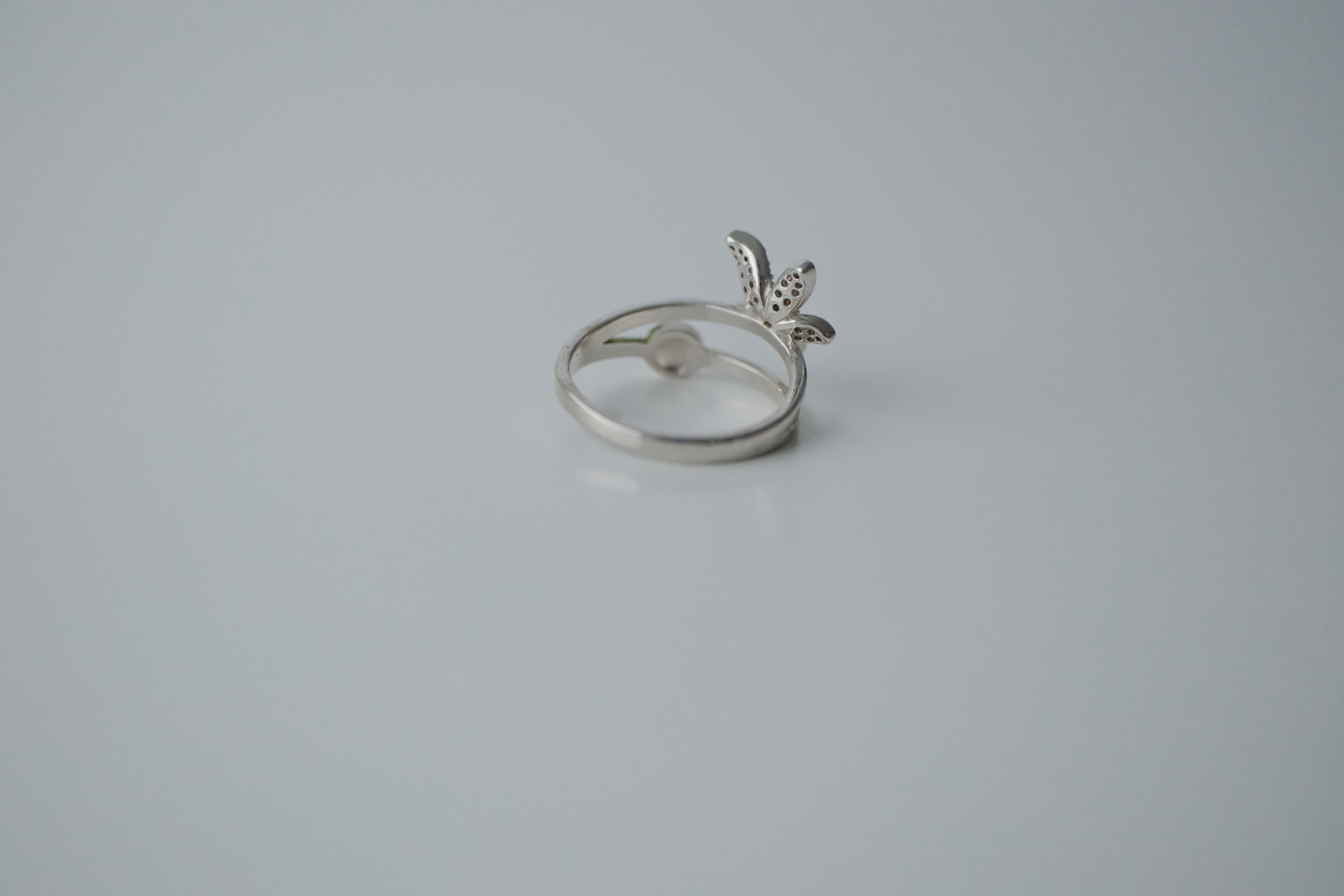 Double Band Silver Flower Ring