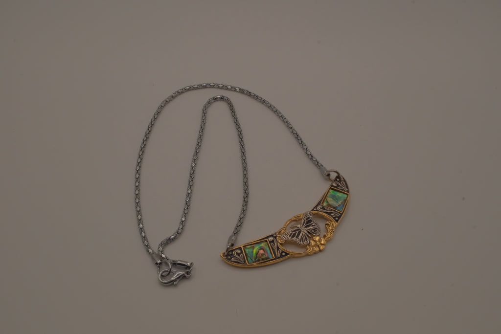 Mixed tone butterfly Abalone choker necklace