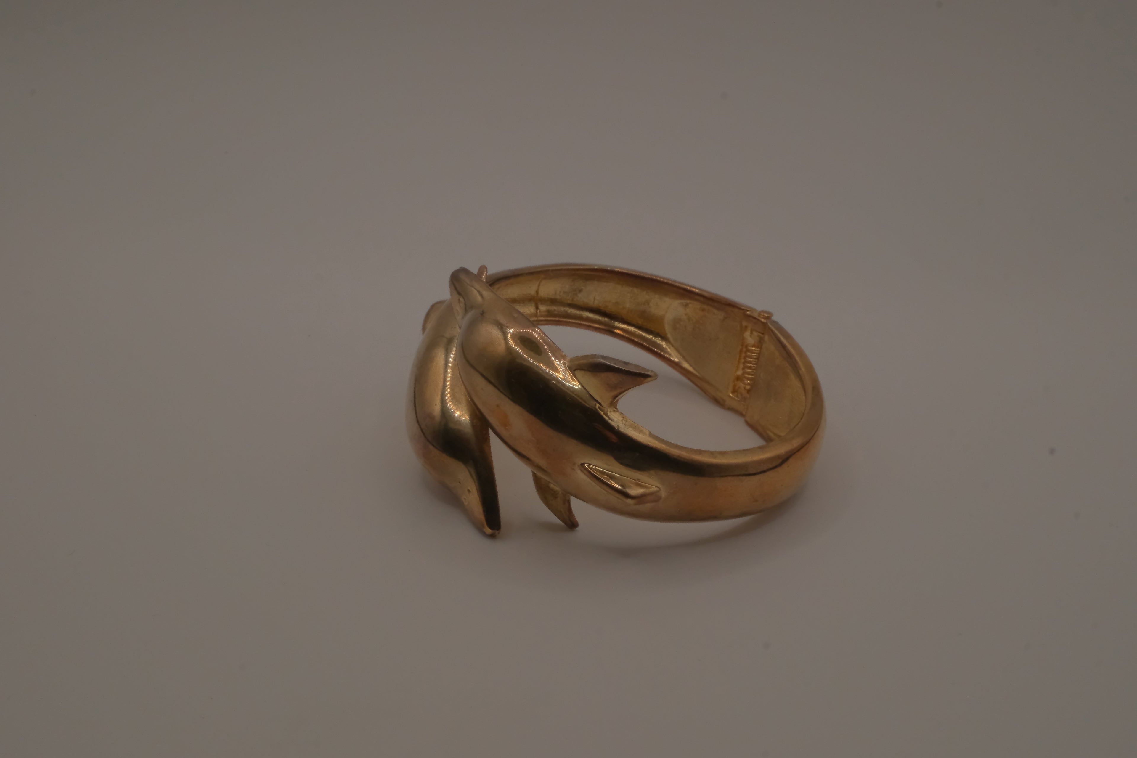 Vintage double dolphin open clasp bangle bracelet