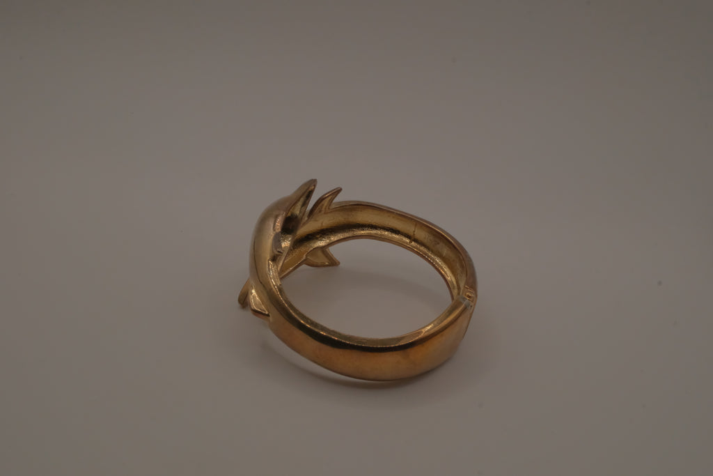 Vintage double dolphin open clasp bangle bracelet