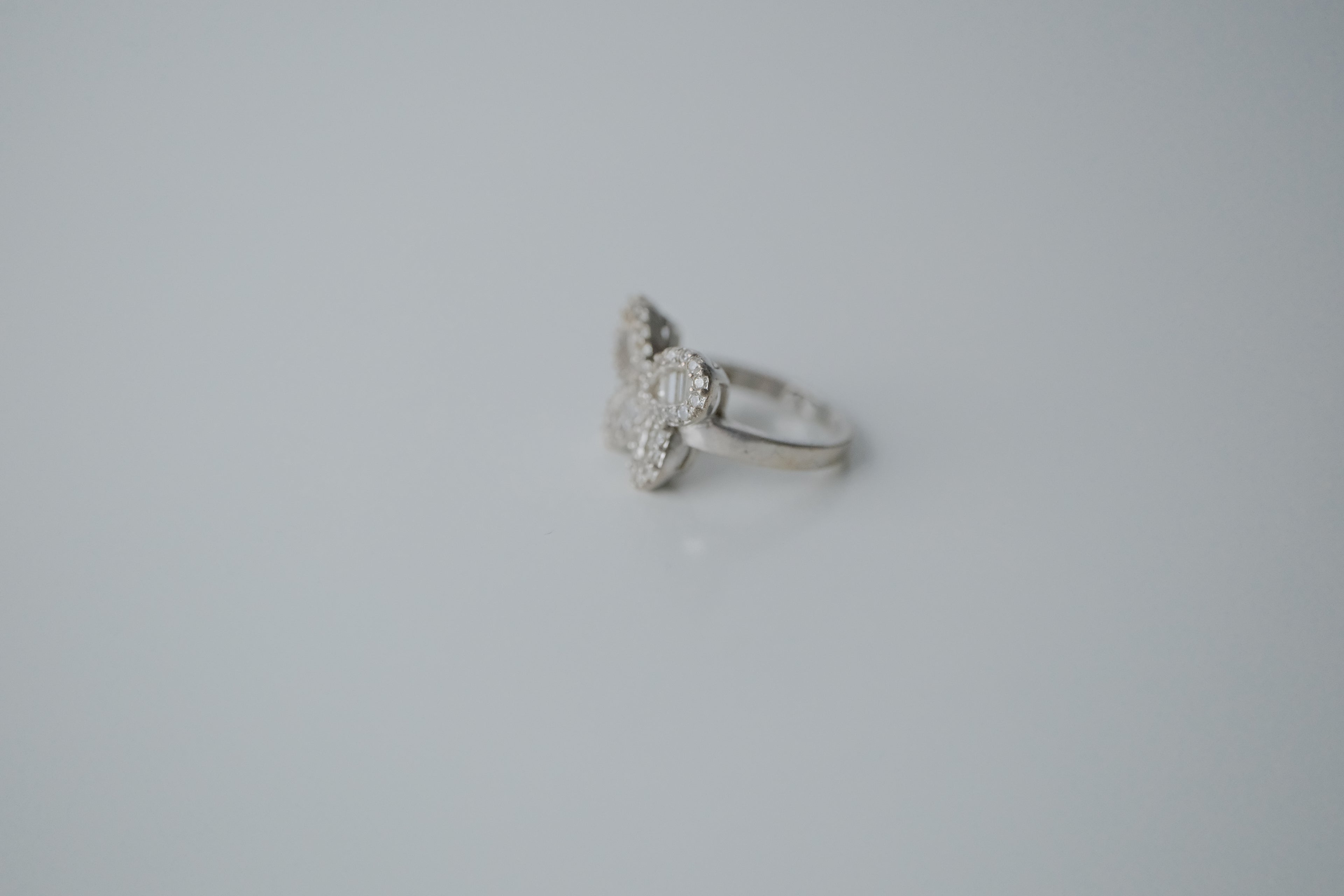 Sterling Silver Butterfly Baguette Stone Ring
