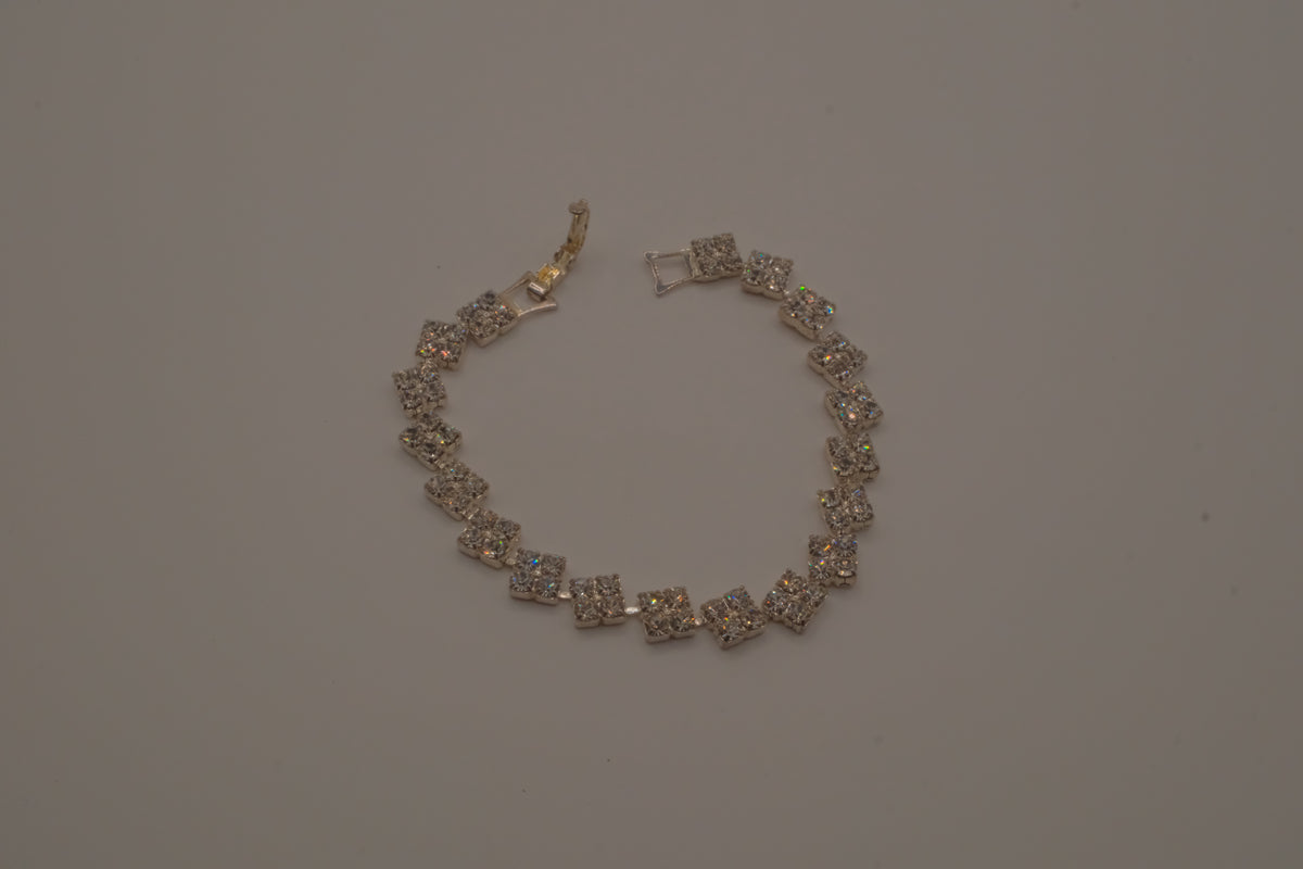 Square shaped rhinestone link tennis bracelet