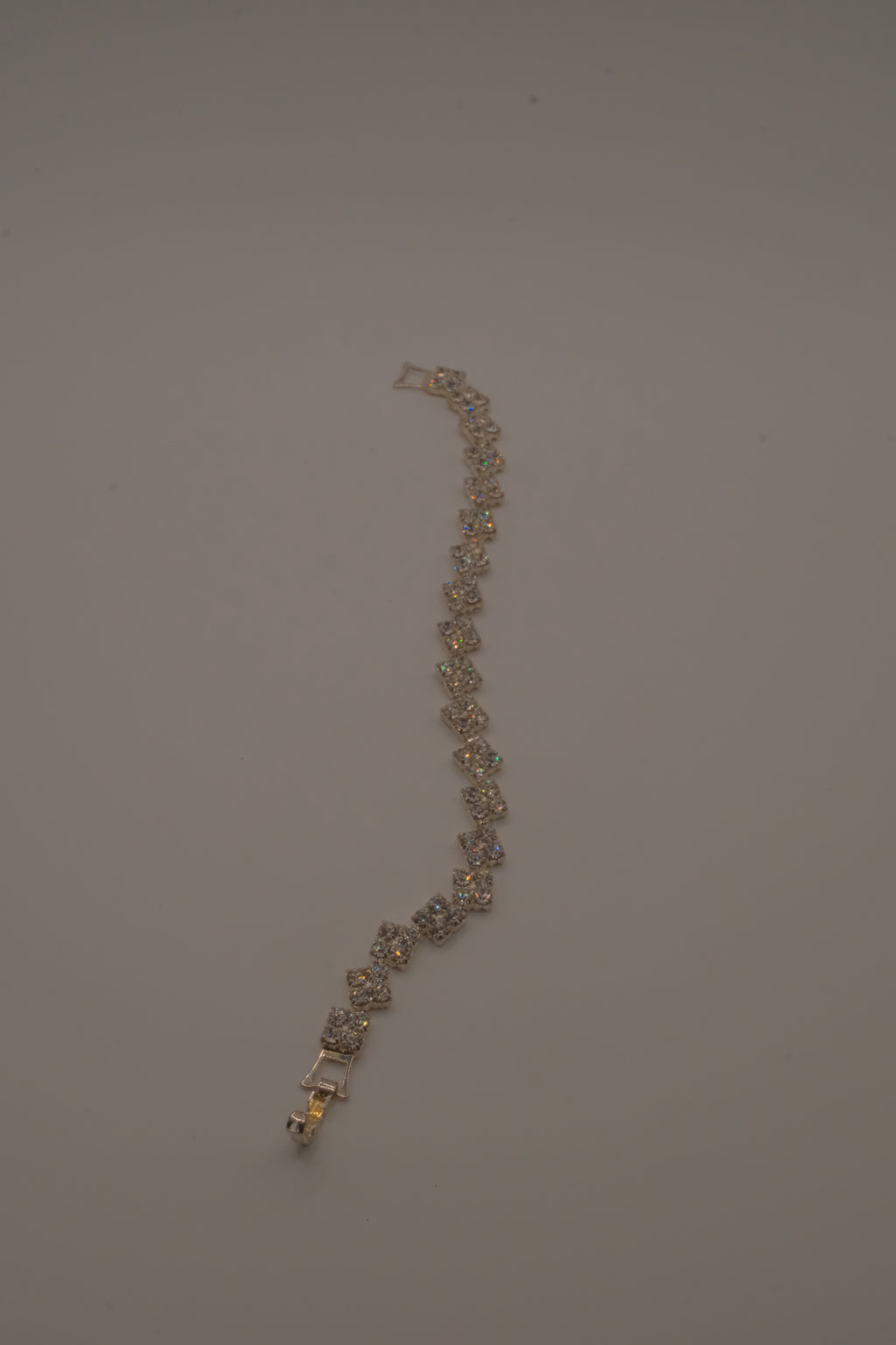 Square shaped rhinestone link tennis bracelet