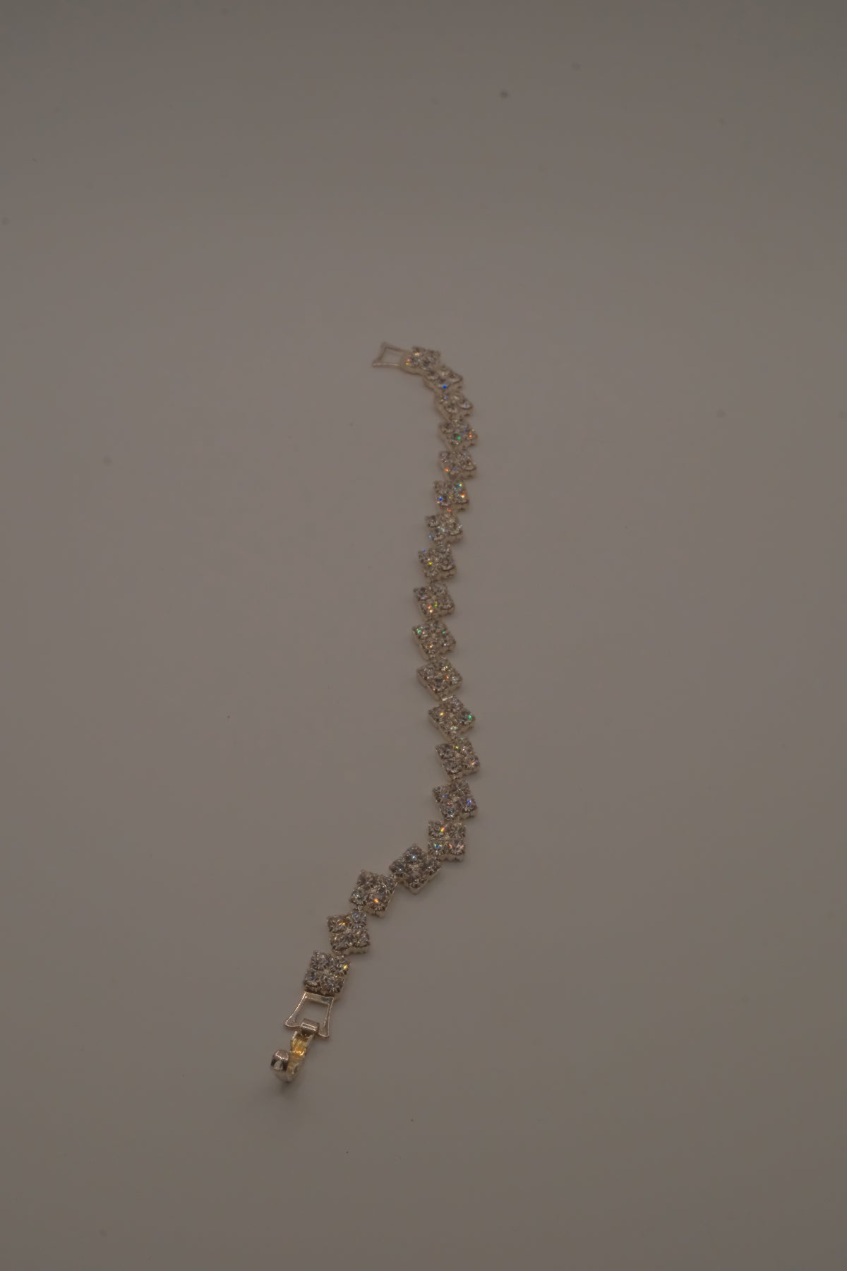 Square shaped rhinestone link tennis bracelet