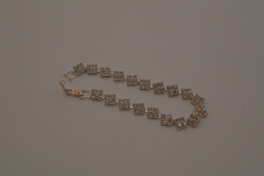 Square shaped rhinestone link tennis bracelet