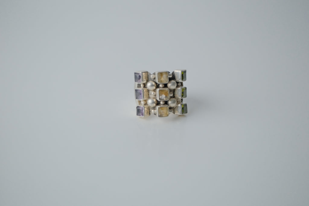 Vintage Modernist 3-Row Sterling Silver Ring