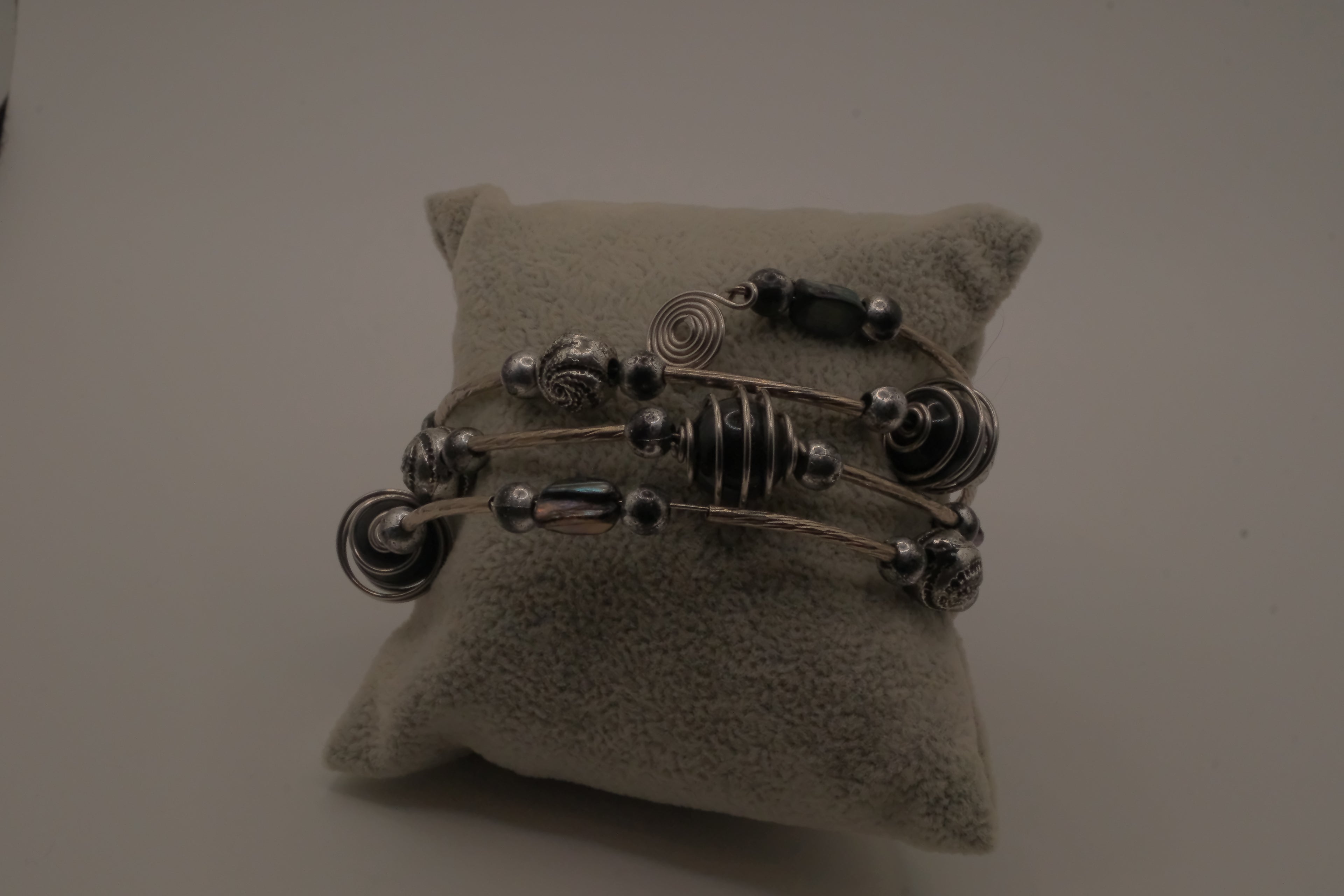 Silver-Tone Beaded Multistrand Flex Bracelet