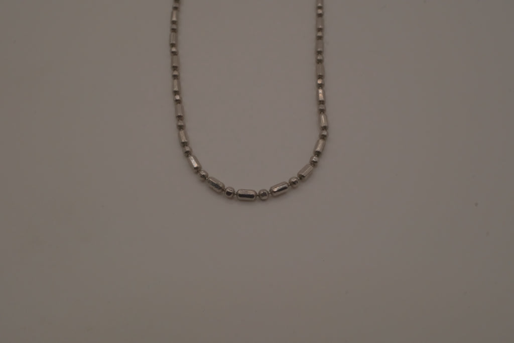 18K GP silver bar-and-bead link chain necklace
