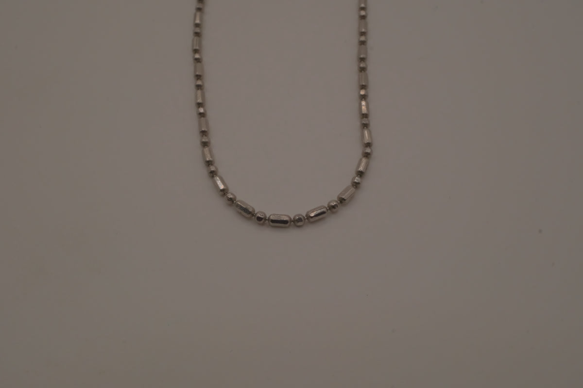 18K GP silver bar-and-bead link chain necklace