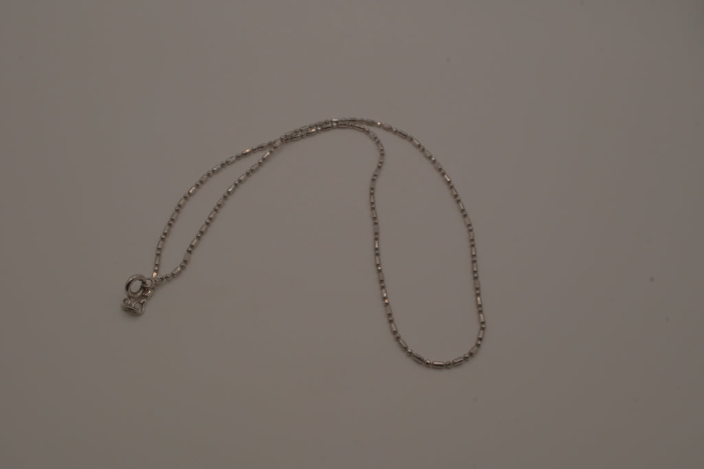 18K GP silver bar-and-bead link chain necklace