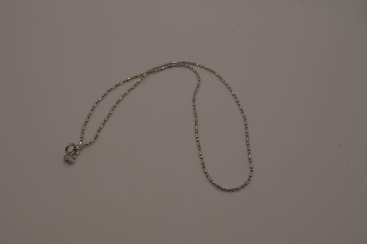 18K GP silver bar-and-bead link chain necklace