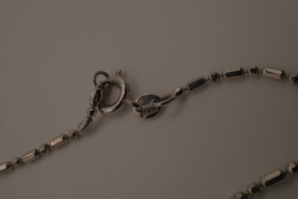 18K GP silver bar-and-bead link chain necklace