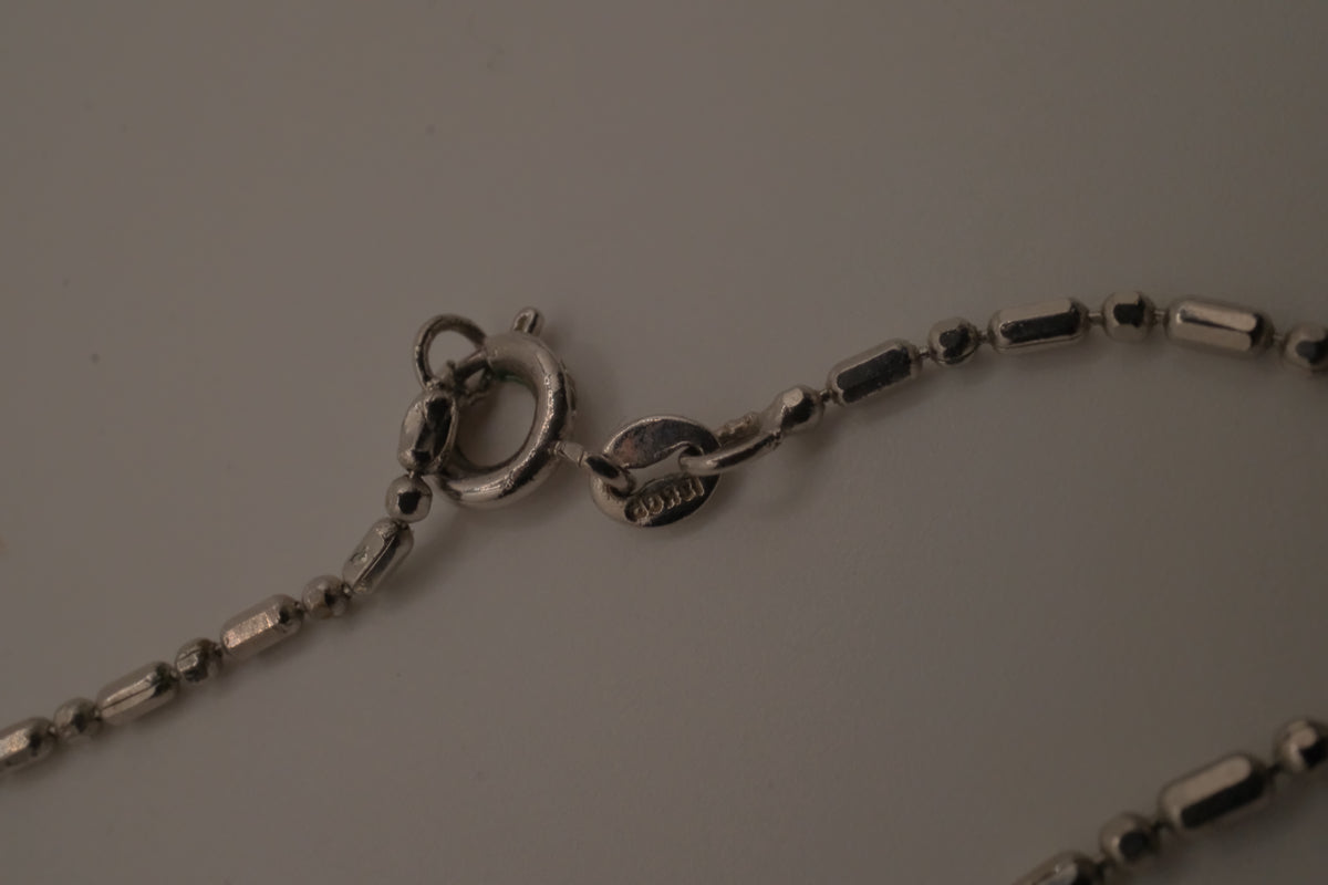 18K GP silver bar-and-bead link chain necklace