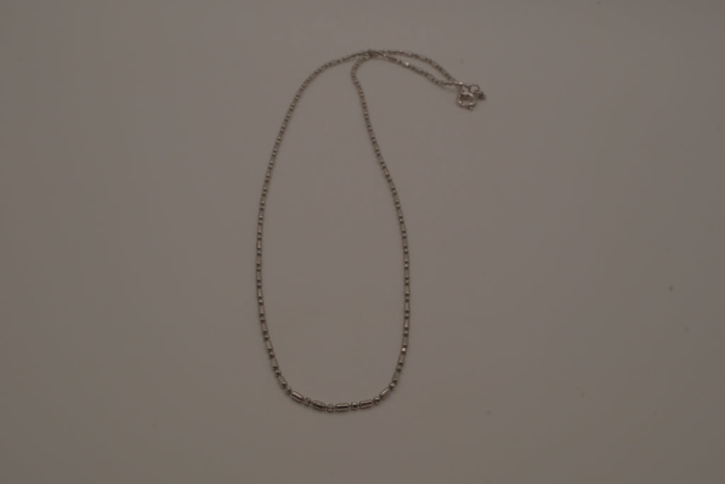 18K GP silver bar-and-bead link chain necklace