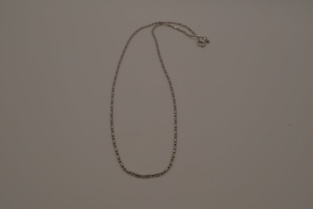 18K GP silver bar-and-bead link chain necklace