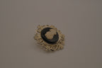 Vintage black and white cameo brooch
