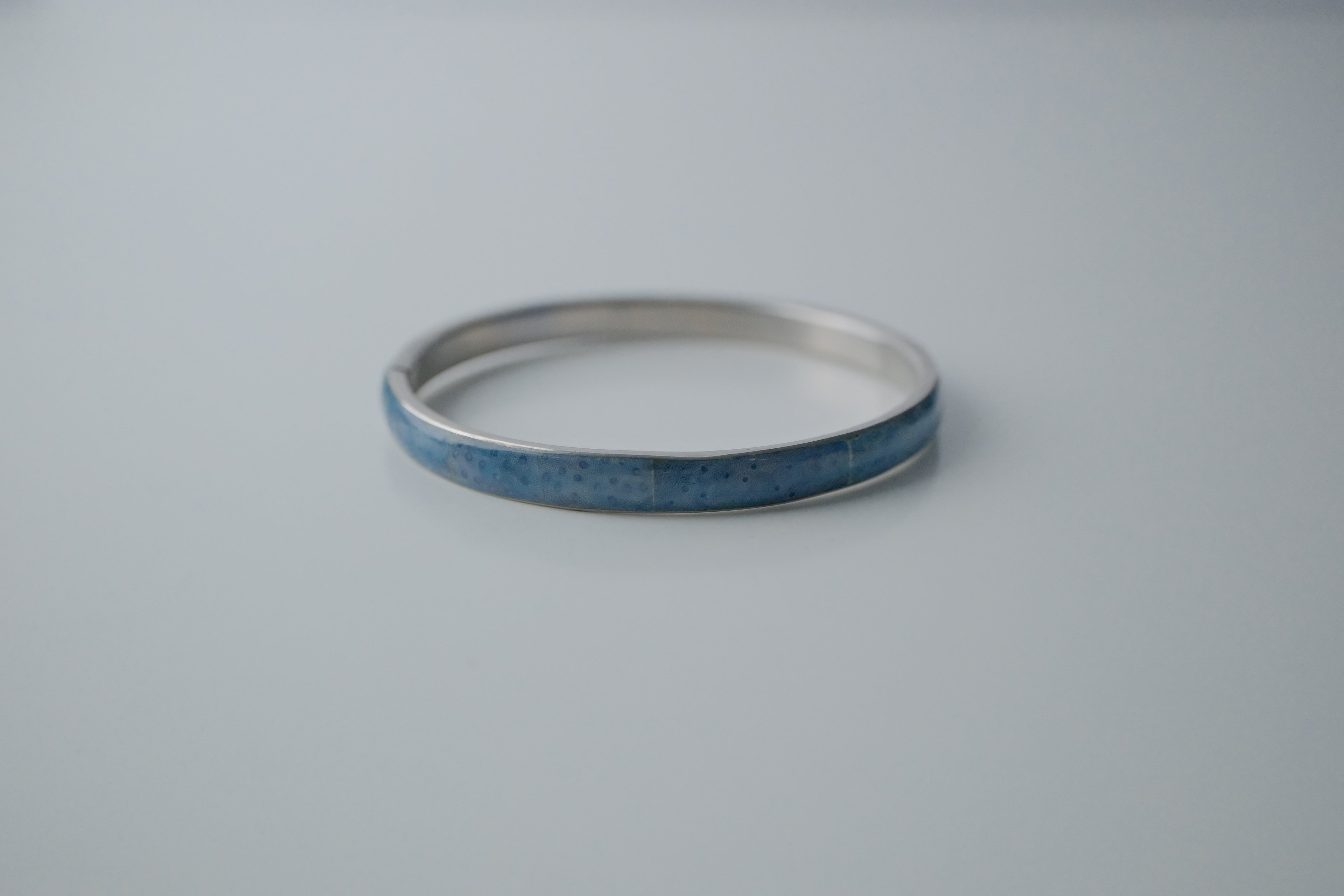 Vintage Blue Inlay Silver Bangle