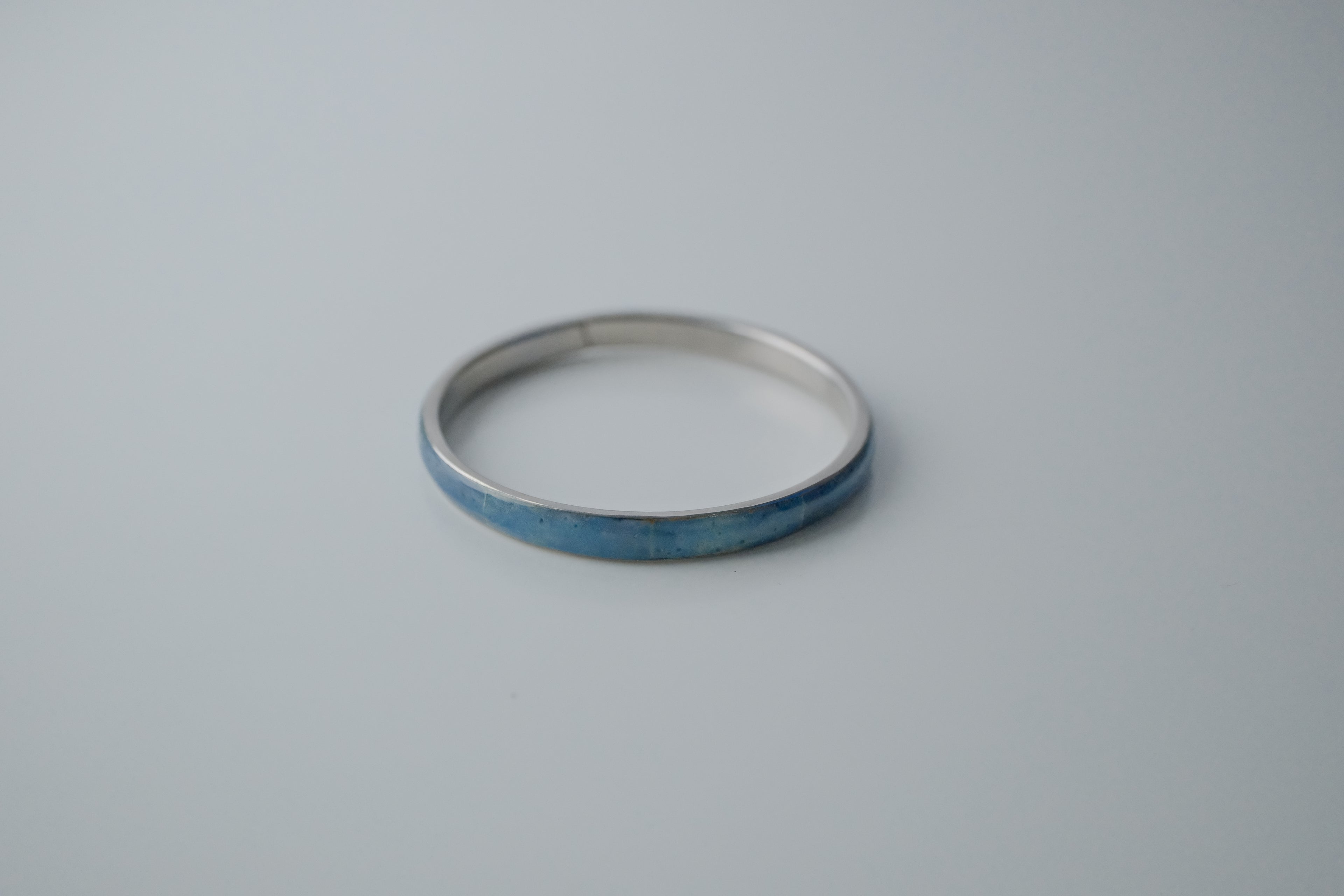 Vintage Blue Inlay Silver Bangle